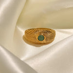 Green Stone Geometric Wrap Ring