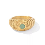 Green Stone Geometric Wrap Ring