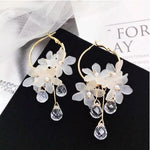 Korean White Acrylic Flower Handmade Earrings