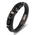 Multilayer Braided Black Leather Bracelet