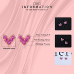 Genuine 925 Sterling Silver Heart Pink Stud Earrings