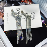 Vintage Rhinestone Crystal Tassel Earrings