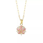 Pink Crystal Sakura Pendant Necklace