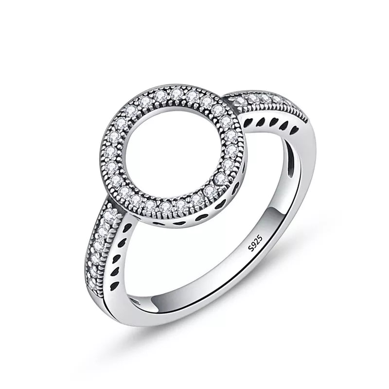 Genuine 925 Sterling Silver CZ Circle Ring