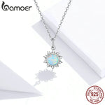 925 Sterling Silver White Opal Sun Pendant Necklace