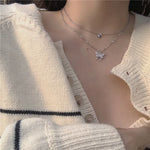 Silver Color Shiny Butterfly Necklace