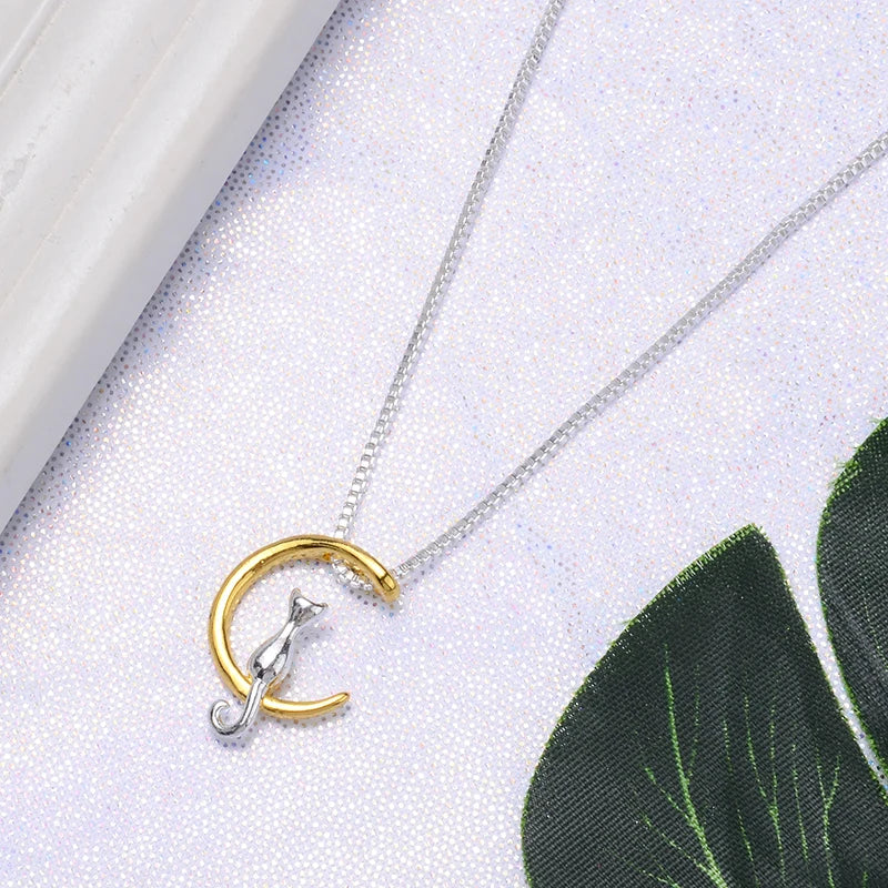 Cat Moon Pendant Necklace