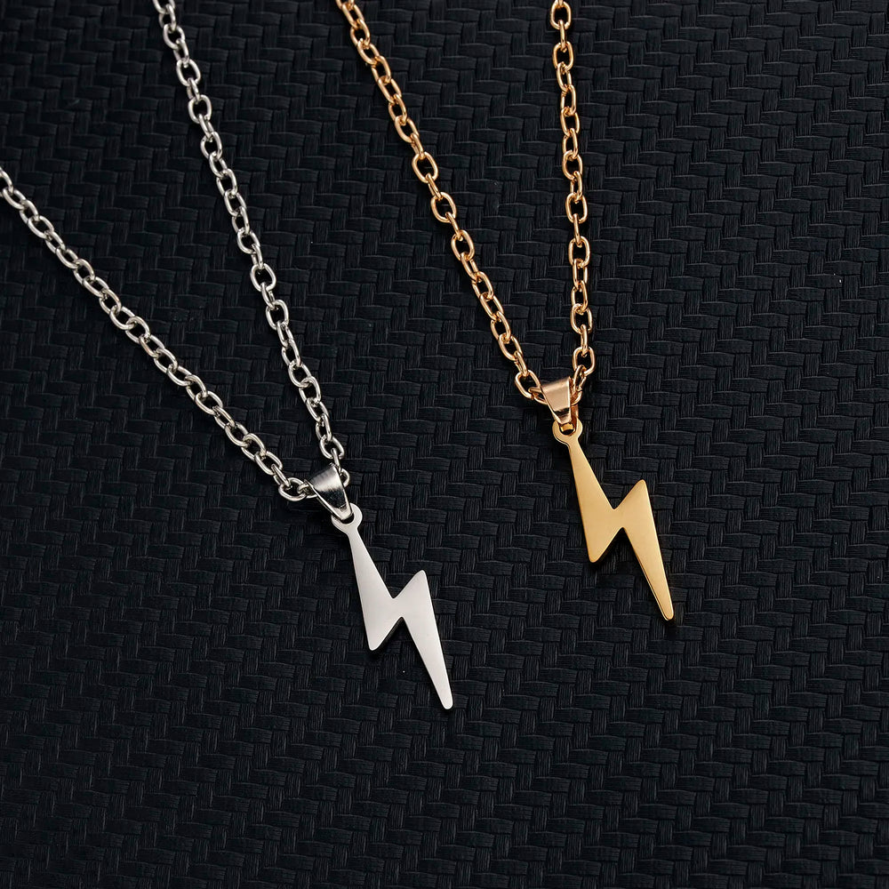 Long Chain Small Lightning Pendant Necklace