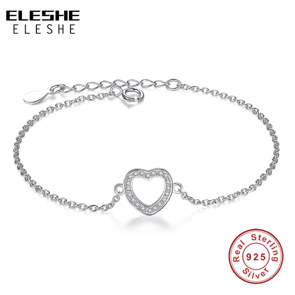 Fashion Silver Heart Charms Bracelet Bangle