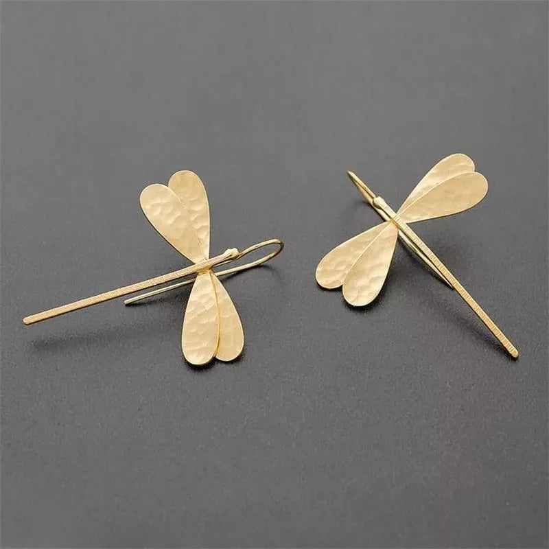 Simple 3D Dragonfly Drop Earrings