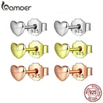 925 Sterling Silver Petite Plain Hearts Stud Earrings