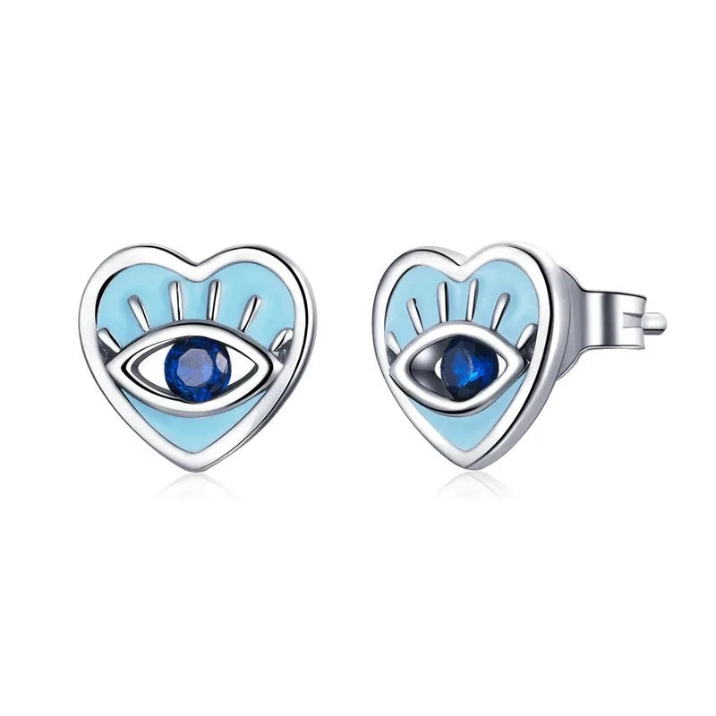 Silver Devil Eye 925 Sterling Silver Earrings