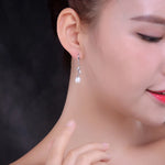 925 Sterling Silver Pearl Long Earrings