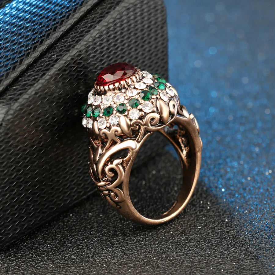 Antique Turkish Red Crystal Ring