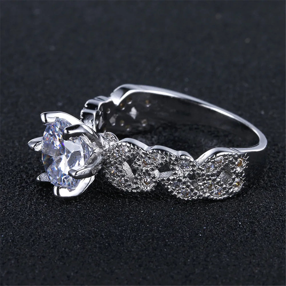 925 Sterling Silver 1.5 carat AAA Zircon Crystal Ring