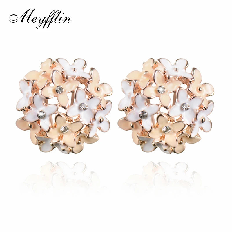 Crystal Flower Clover Earrings