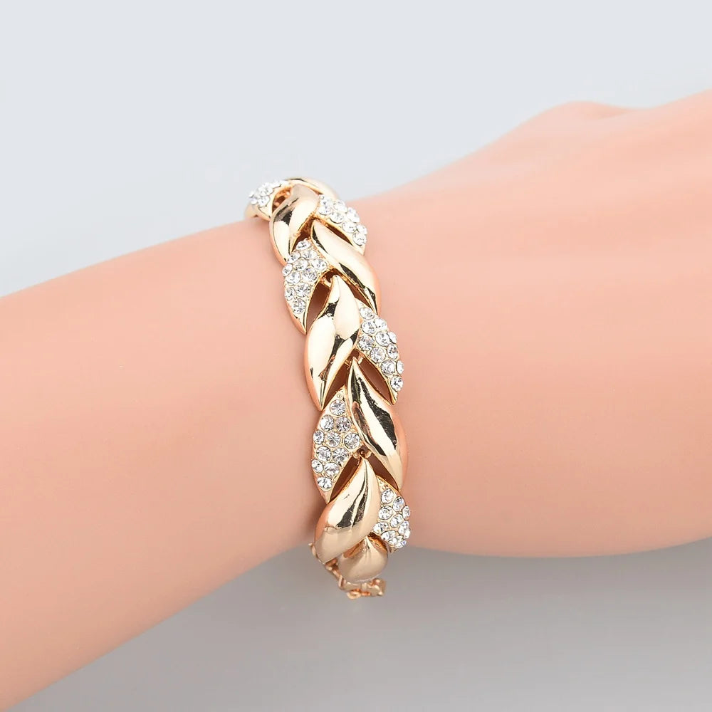 Braided Gold Color Leaf Bracelets