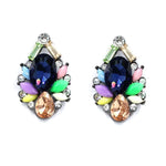 Black Resin Sweet Metal with Gems Stud Earrings