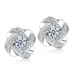 925 Sterling Silver Flower Crystal Earrings