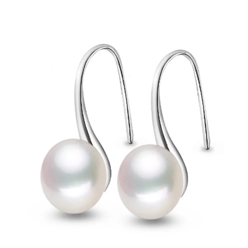 Genuine Natural Freshwater Pearl Earrings 925 Sterling Silver