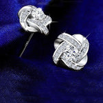 925 Sterling Silver Flower Crystal Earrings