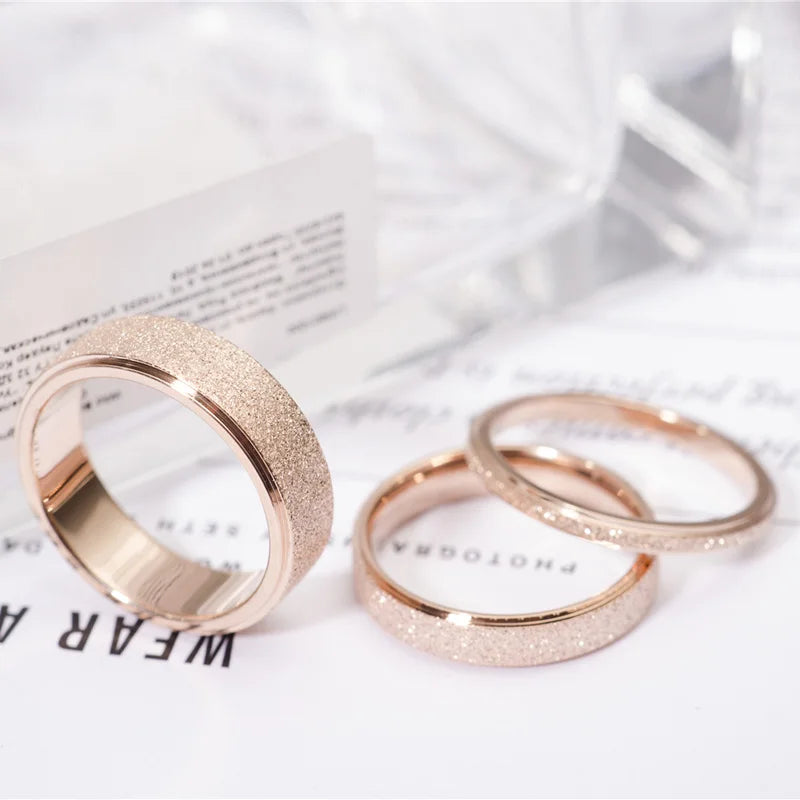 316L Stainless Steel Rose Gold Wedding Ring for Couple