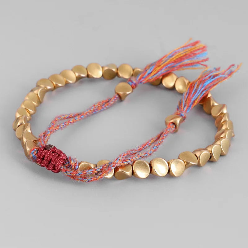 Handmade Tibetan Braided Copper Beads Bracelet