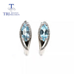 Natural Blue Topaz 925 Sterling Silver Earrings