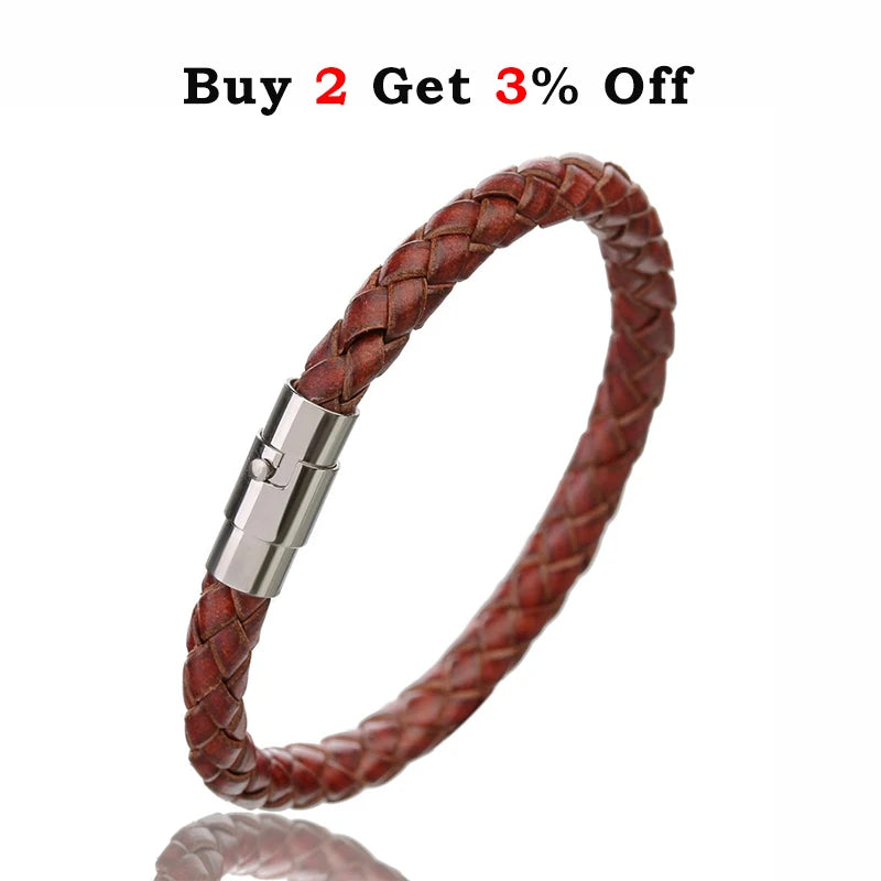 100% Genuine Braided Leather Bracelet