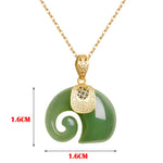 Gold Plated Hetian Jade Elephant Pendant Necklace