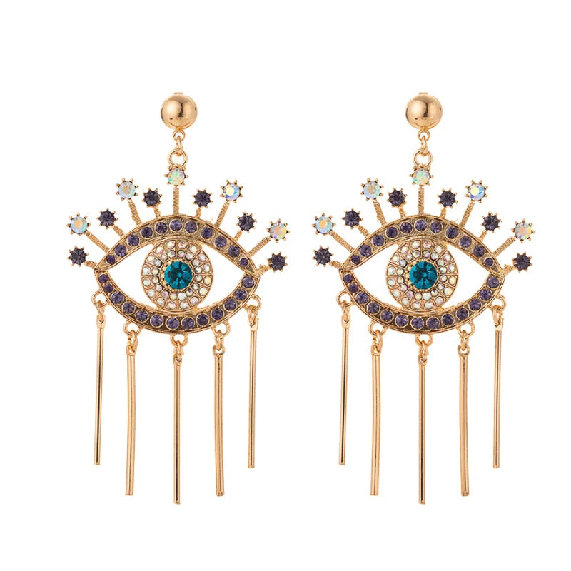 Rhinestone Evil Eye Statement Earrings