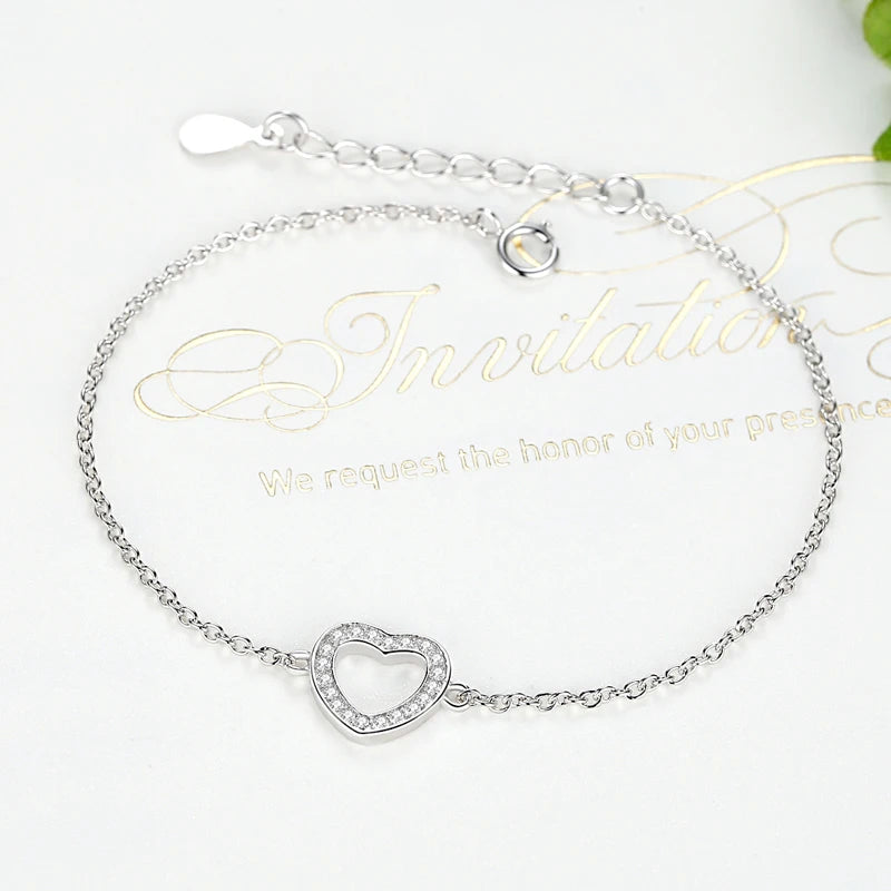 Fashion Silver Heart Charms Bracelet Bangle