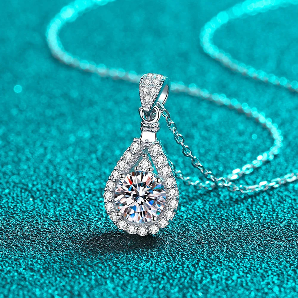 Moissanite Teardrop Pendant Necklace