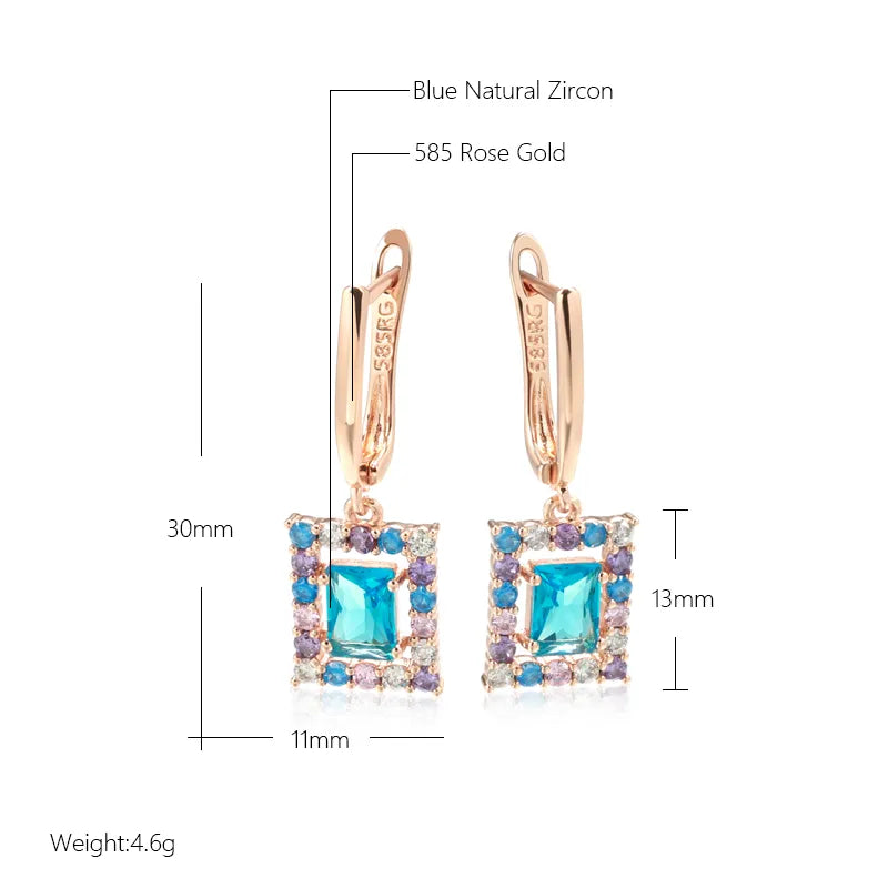 Rose Gold Square Drop Earrings