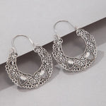 Vintage Antique Silver Color Carving  Drop Earrings