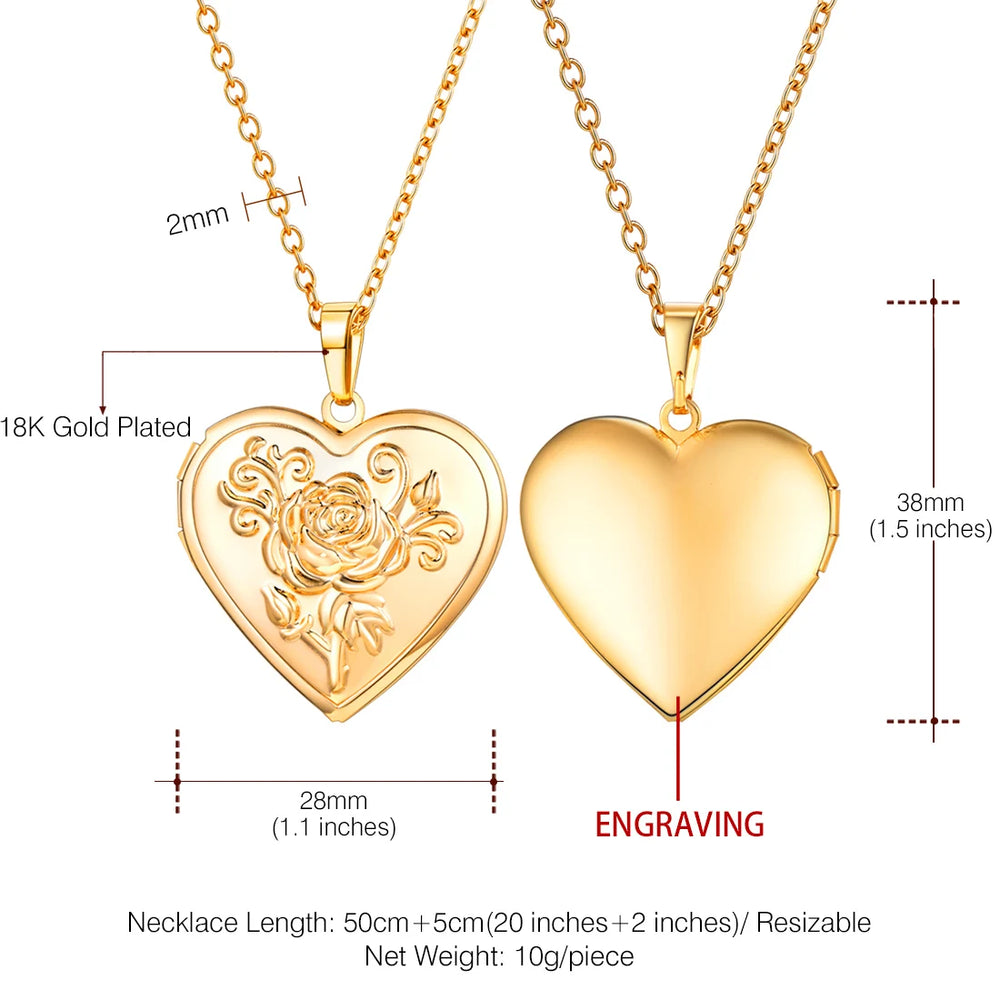 Heart Frame Memory Locket Pendant Necklace