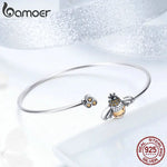 925 Sterling Silver Crystal Yellow Bee Bangle