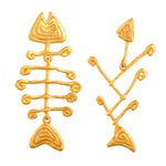 Fish Bone Asymmetric Dangle Earrings