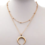 Double Layer Gold Moon Pendant Necklace