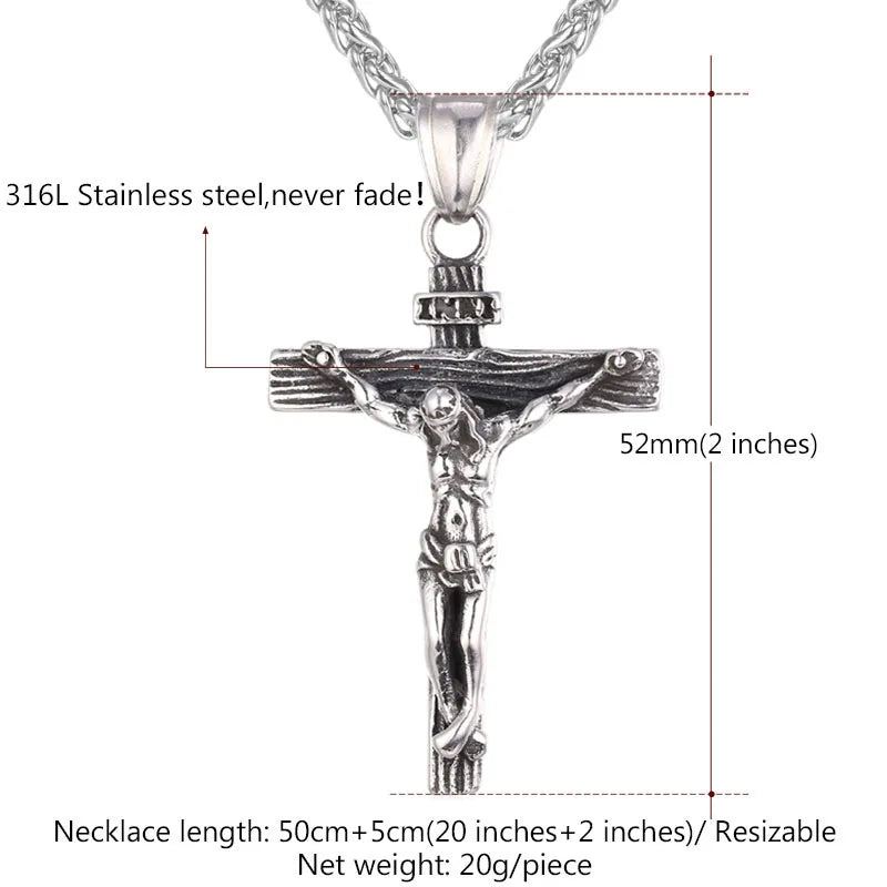 INRI Crucifix Jesus Piece Cross Necklace