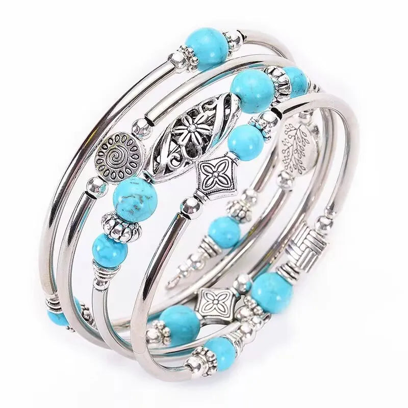 Natural Turquoise Wrapped Bracelet