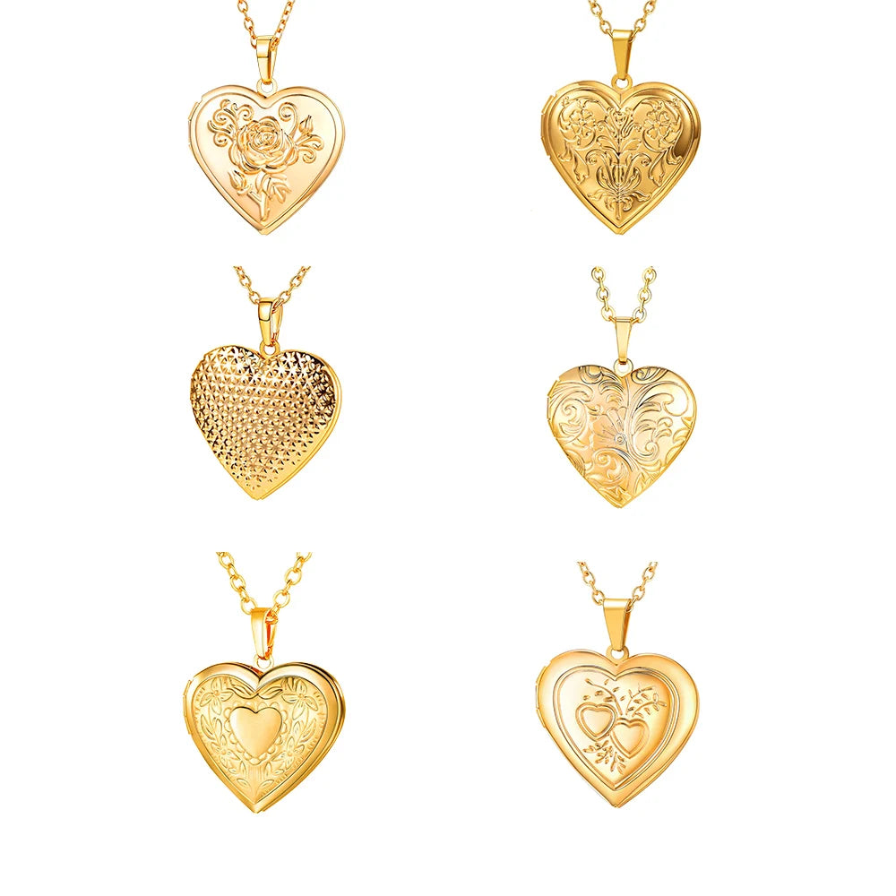 Heart Frame Memory Locket Pendant Necklace