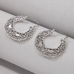 Vintage Antique Silver Color Carving  Drop Earrings