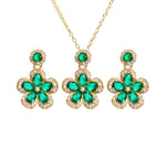 Bridal Exquisite Emerald Green Geometric Earring And Necklace Set