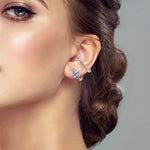 Sparkling Blue Zircon Star Moon Stud Earrings