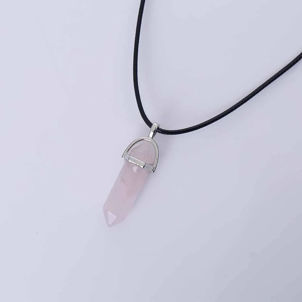 Hexagonal Column Quartz Necklace