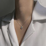 925 Sterling Silver Simple Opal Star Necklace