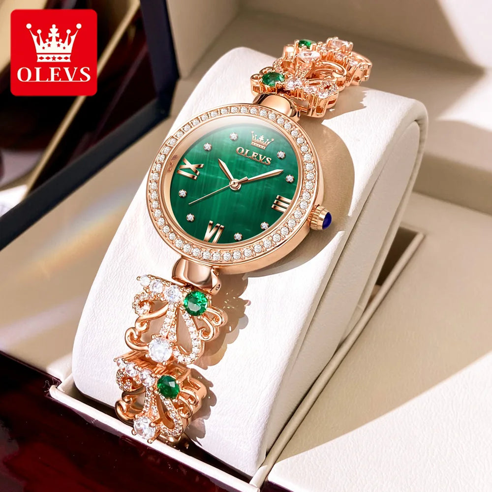 Elegant Gemstone Inlaid Bracelet Wrist Watch